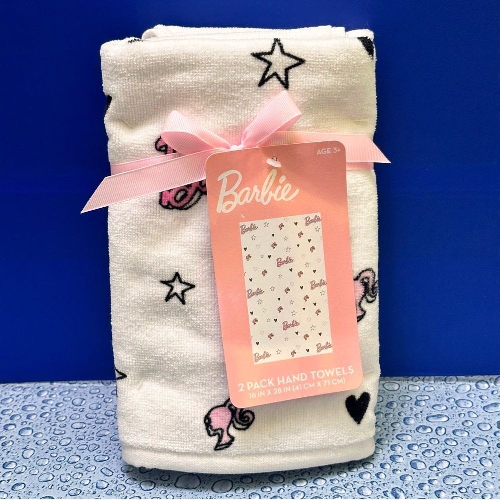 Barbie hand Towel set logo all over print